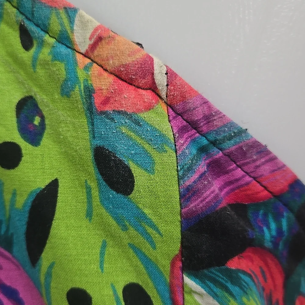 Cotton Halter Top Minidress Petticoat Exotic Plants Flowers Monstera Cactus - Picture 11 of 17